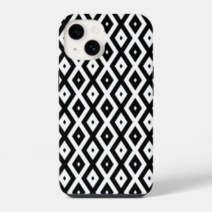 Funda Para iPhone 14 Patrón de diamantes en blanco y negro