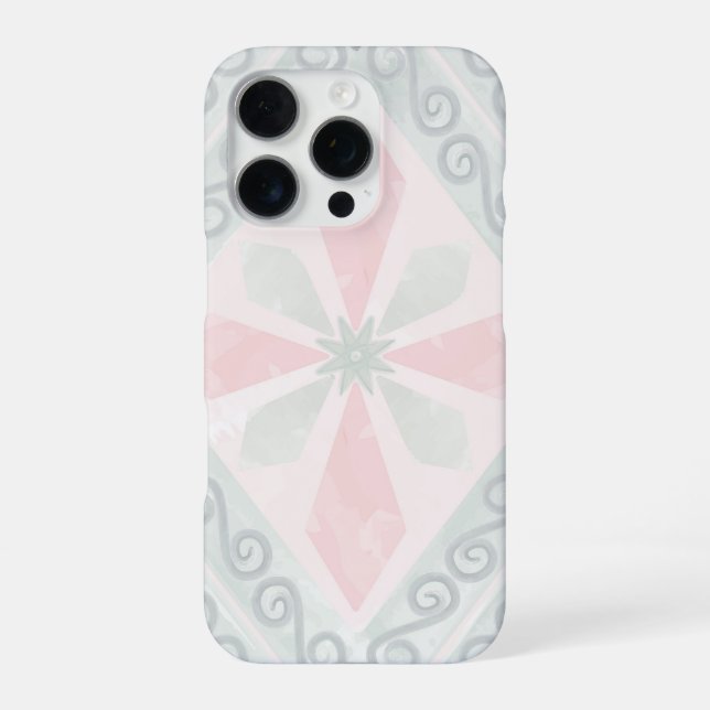 Funda Para iPhone Patrón de diamantes pastel verde y rosa (Reverso)