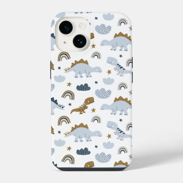 Funda Para iPhone Patrón de dinosaurio arco iris (Reverso )