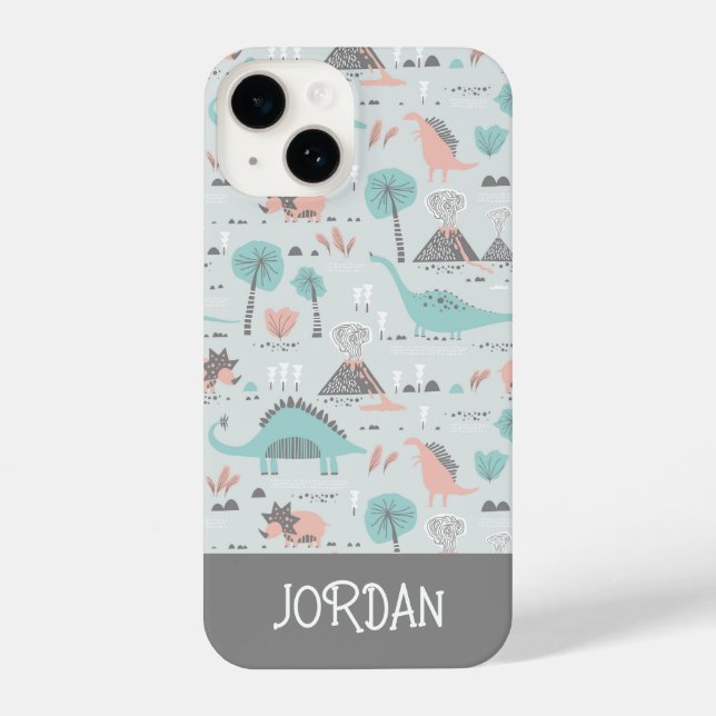 Funda Para iPhone Patrón de dinosaurio de Cute Pastel (Reverso )