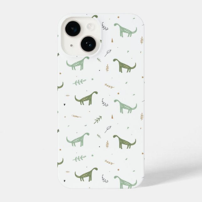 Funda Para iPhone Patrón de dinosaurio verde lindo (Reverso )