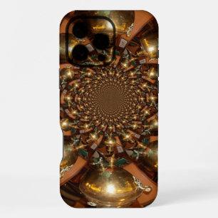 Funda Para iPhone 16 Pro Max Patrón de diseño de plata y oro