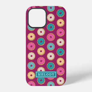 Funda Para iPhone 12 Patrón de dona caprichosa sobre morado