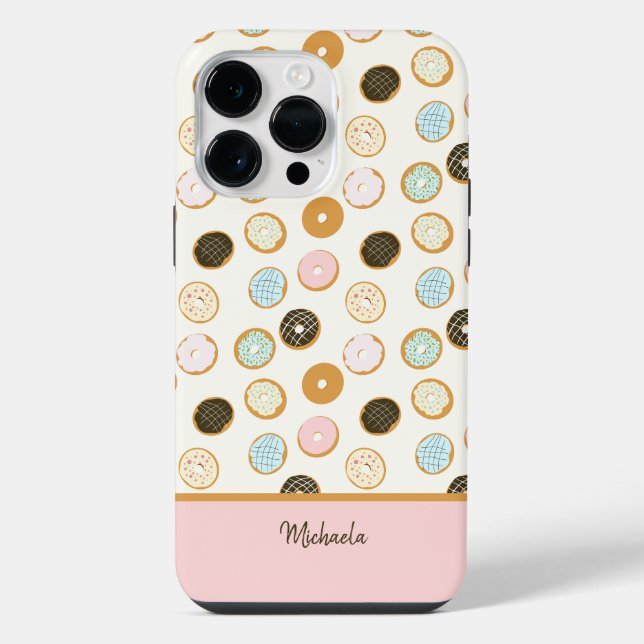 Funda Para iPhone Patrón de donut rosado (Reverso )