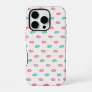 Funda Para iPhone 16 Pro Patrón de donuts morados Verde azulados de color r