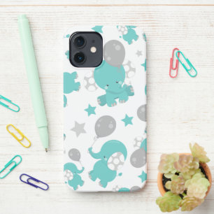 Funda Para iPhone 12 Patrón De Elefantes Azules, Elefantes Cutetos, Est