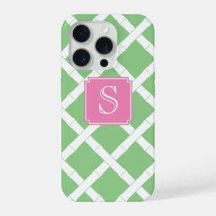Patrón de Enrejado de Bambú Elegante Manzana Verde