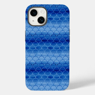 Funda Para iPhone 14 Patrón de escala pintado de azul claro a oscuro