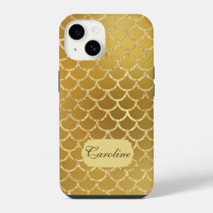Funda Para iPhone 14 Patrón de escama de sirena dorada exótica