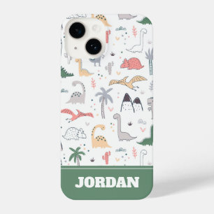 Funda Para iPhone 14 Patrón de escena de Dinosaurio Divertido Pastel