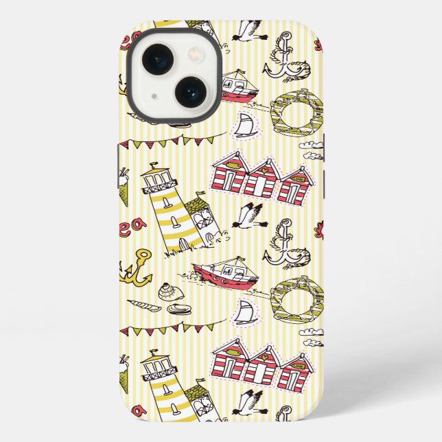 Funda Para iPhone Patrón de escenas de playa (Reverso )