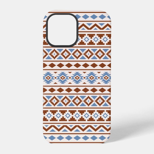 Funda Para iPhone Patrón de esencia azteca II Crema azul oxidado (Reverso )
