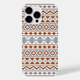 Funda Para iPhone 14 Pro Max Patrón de esencia azteca II Crema azul oxidado