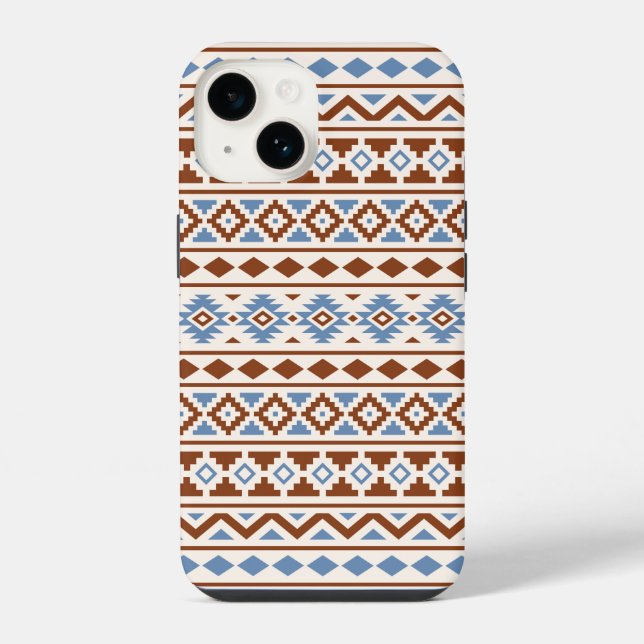 Funda Para iPhone Patrón de esencia azteca II Crema azul oxidado (Reverso )