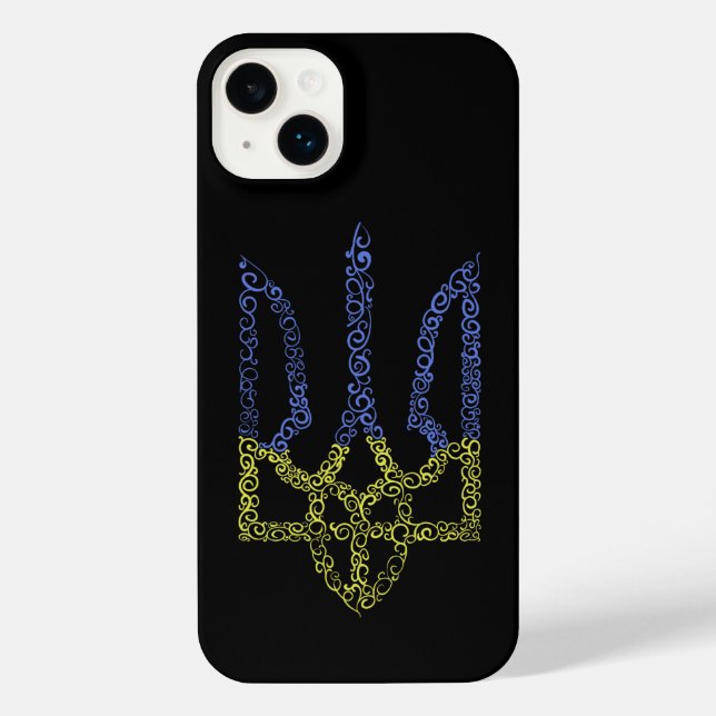 Funda Para iPhone Patrón de espiral de tridente de trízub del escudo (Reverso )