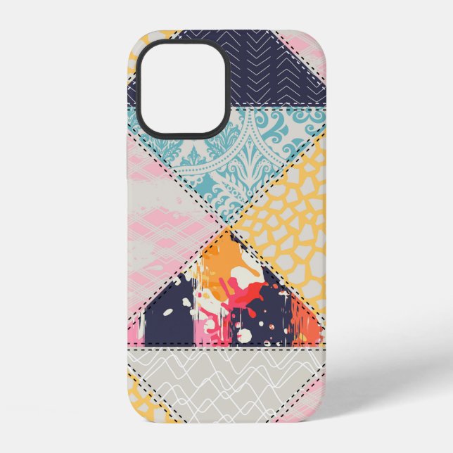 Funda Para iPhone Patrón de estilo de patchwork sin costuras.  (Reverso )