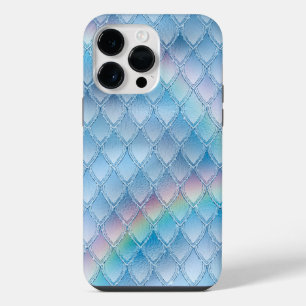 Funda Para iPhone 14 Pro Max Patrón de fantasía de escamas de dragón azul pálid