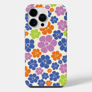 Funda Para iPhone 14 Pro Max Patrón de Flor - Azul, Naranja, Morado, Verde