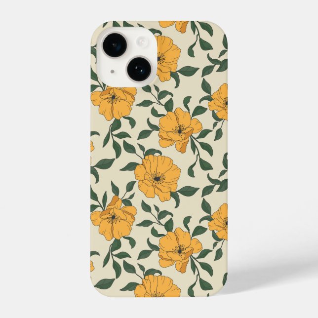 Funda Para iPhone Patrón de flor de amapola naranja (Reverso )