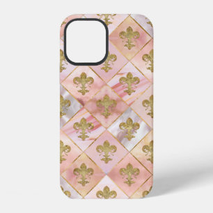 Funda Para iPhone 12 patrón de flor de lis Cuarzo Pastel