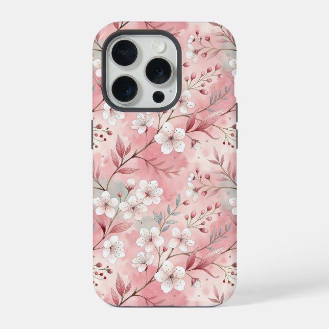 Funda Para iPhone Patrón de Flor de Sakura Rosa  (Reverso )