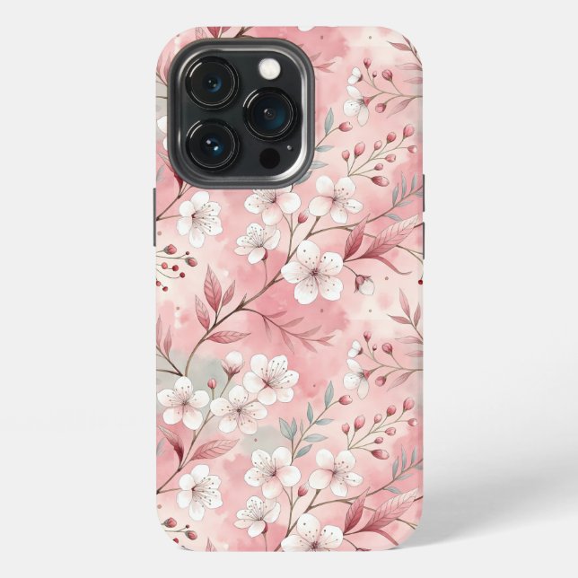 Funda Para iPhone Patrón de flor sakura rosado (Reverso )