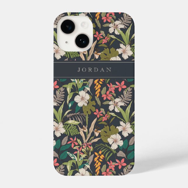 Funda Para iPhone Patrón de flor tropical colorido (Reverso )