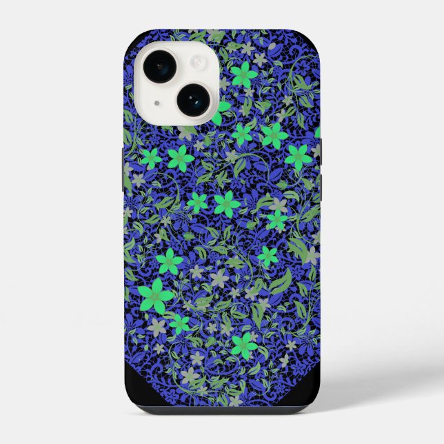 Funda Para iPhone Patrón de flores 08.b Negro BG (Reverso )