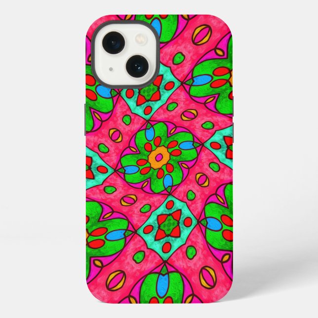 Funda Para iPhone Patrón de flores abstractas únicas (Reverso )