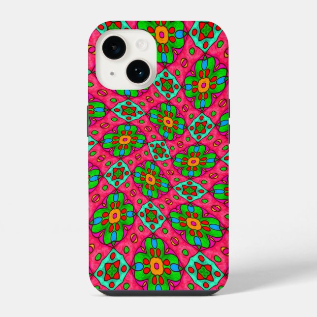 Funda Para iPhone Patrón de flores abstractas únicas (Reverso )