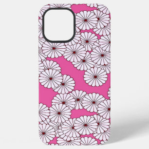 Funda Para iPhone 12 Pro Max Patrón de flores Art Deco - crema sobre rosa