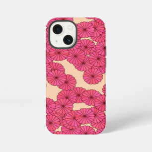 Funda Para iPhone 13 Mini Patrón de flores Art Deco - rosa y melocotón