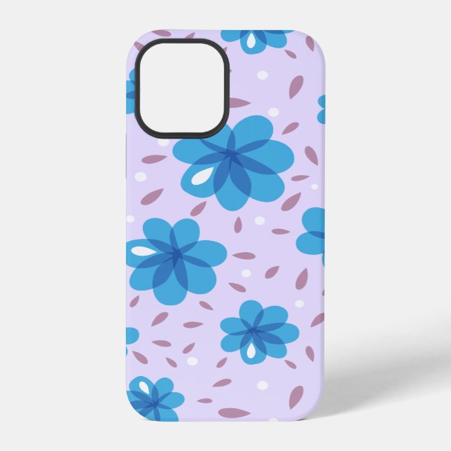 Funda Para iPhone Patrón de flores azules suaves (Reverso )