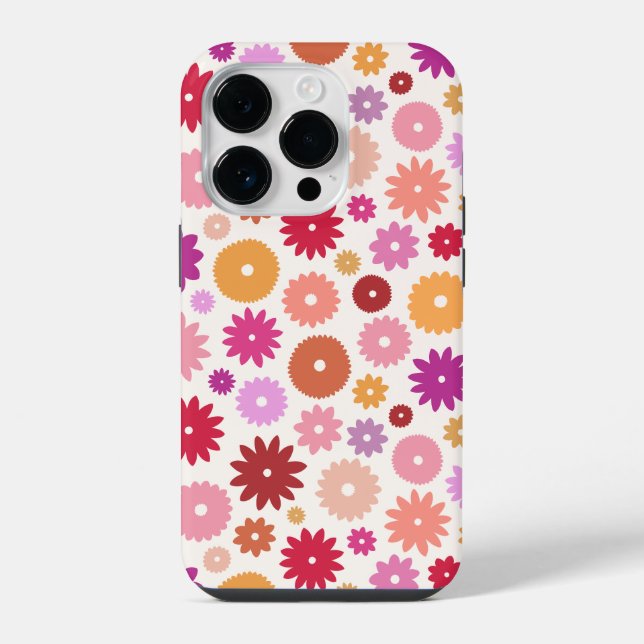 Funda Para iPhone Patrón de flores coloridas (Reverso )
