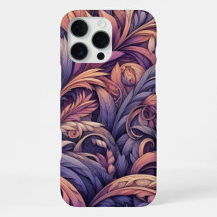Funda Para iPhone 16 Pro Max Patrón de flores de cachemira en color púrpura ros