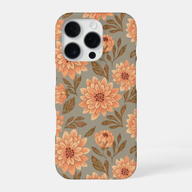 Funda Para iPhone Patrón de flores de Dahlia (Reverso)