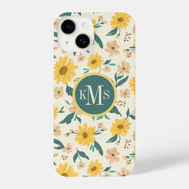 Funda Para iPhone Patrón de flores de margarita amarilla (Reverso )