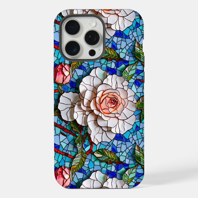 Funda Para iPhone Patrón de flores de mosaico hermoso   (Reverso )
