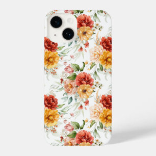 Funda Para iPhone 14 Patrón de flores de Peony Rojo