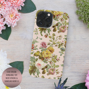 Funda Para iPhone 16 Pro Max Patrón de flores de rosa polvorienta sobre rosa su