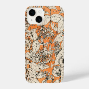 Funda Para iPhone 14 Patrón de flores gráficas blancas naranja