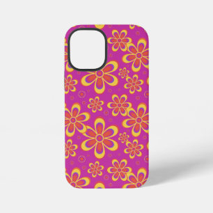 Funda Para iPhone 12 Mini Patrón de flores gruesas de color morado y amarill