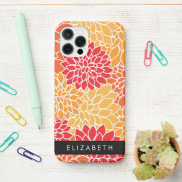 Funda Para iPhone 12 Pro Patrón De Flores, Naranja Dahlia, Su Nombre