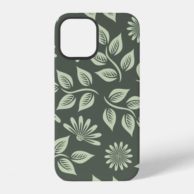 Funda Para iPhone patrón de flores primavera verde (Reverso )