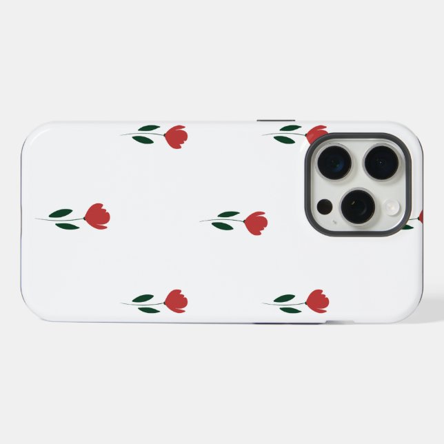 Funda Para iPhone Patrón de flores rojas pequeñas  (Reverso Horizontal)