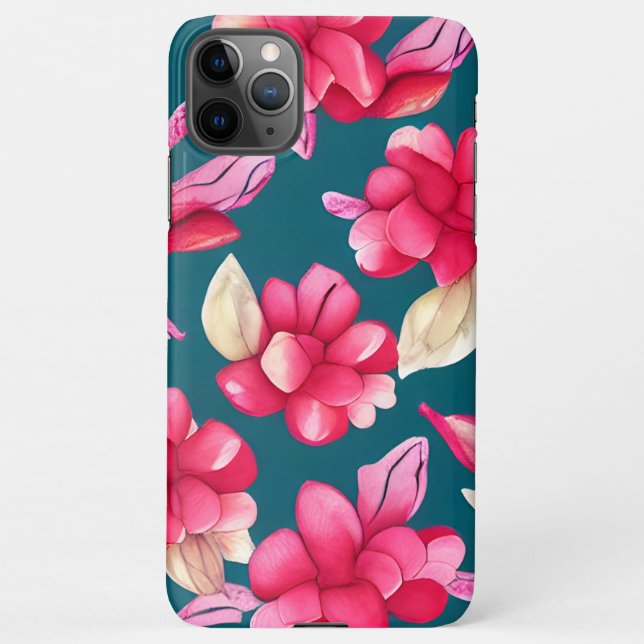 Funda Para iPhone Patrón de flores rosadas retro  (Reverso)