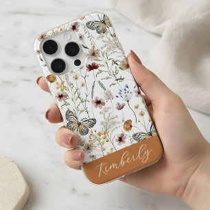 Patrón de flores silvestres boho blancas en acuare