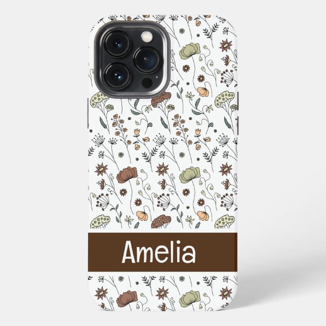 Funda Para iPhone Patrón de flores silvestres de época (Reverso )