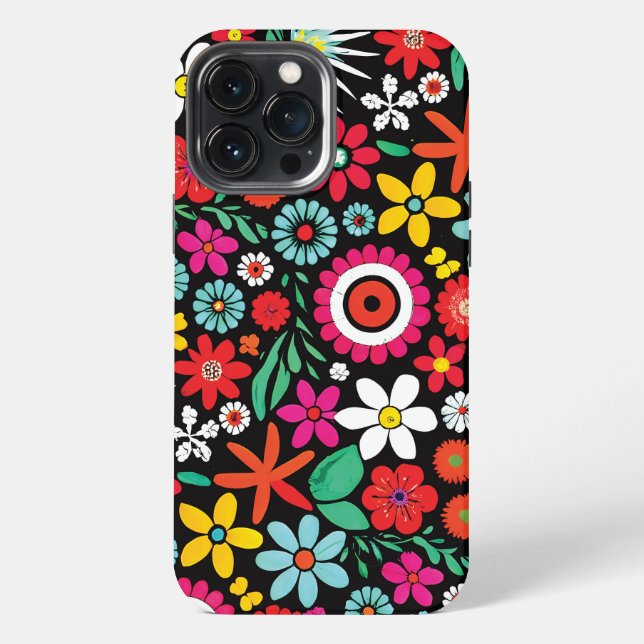 Funda Para iPhone patrón de flores silvestres de primavera retro (Reverso )