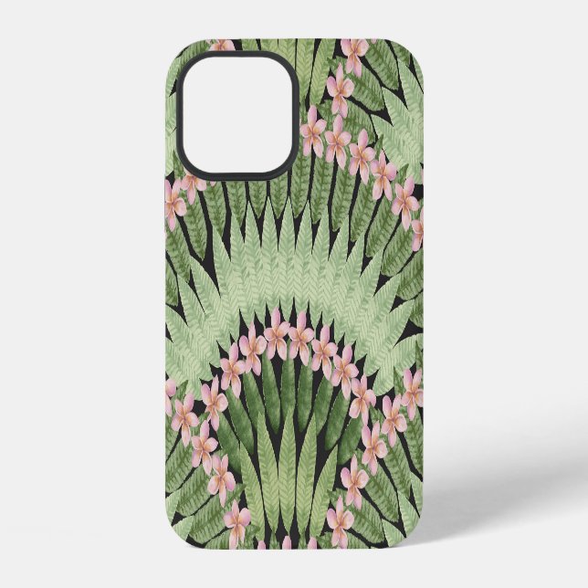 Funda Para iPhone Patrón de flores tropicales pintadas a mano (Reverso )